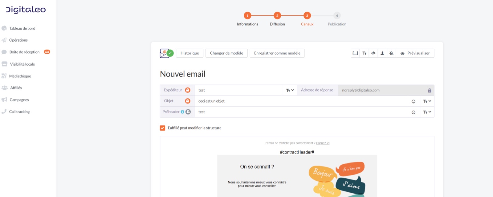 Éditeur d’email Digitaleo